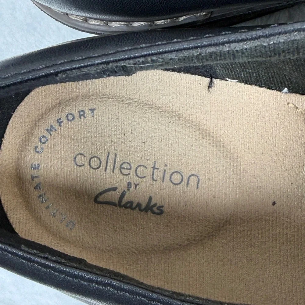 Clarks Sharon Dolly Black Leather Plaid Wedge Platform Oxford Shoes Womens 9‎ M
